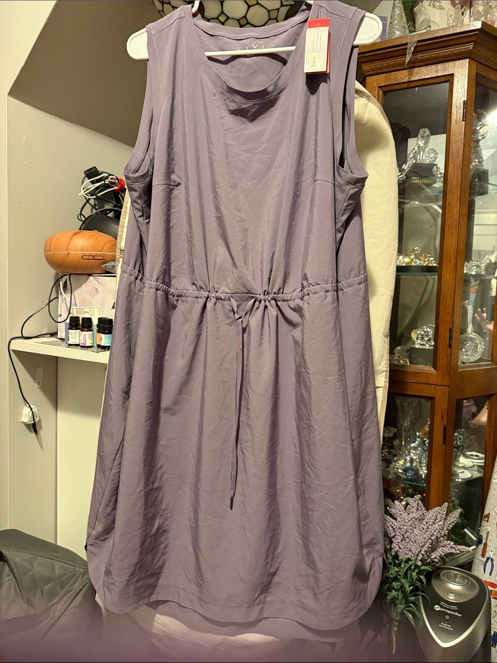 Livi Active Sleeveless Lilac Drawstring Waist Casual Dress